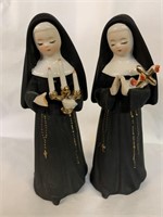 (2) 1962 INARCO 6" NUNS (1 WITH DAMAGED HAND)