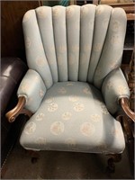 UPHOLSTERED BLUE OCCASIONAL CHAIR  3' X 27"W