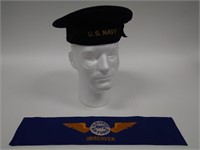 WWII US Navy Hat & Air Force Observer Armband