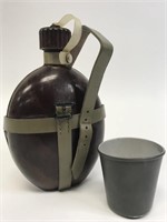 Vintage German Military Wooden Canteen with Cup