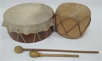 Lot of 2 Small Native American Style Drums