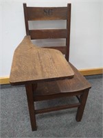 Vintage Wooden School Desk Chair - Numbered