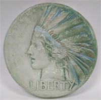 Frank Gallo Cast Tile Blue Green Indian Head Coin
