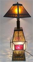 Large Ornate 1970s Stained Glass Lamp