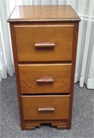 Vintage Wooden 3 Drawer Filing Cabinet