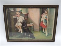 Framed 1909 Gray Lithograph Co "In Disgrace"