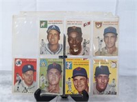 Binder Page With (7) 1954 Topps Baseball Cards