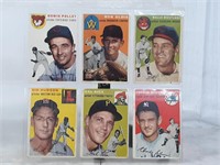 Binder Page With (6) 1954 Topps Baseball Cards