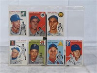 Binder Page With (7) 1954 Topps Baseball Cards