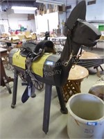 Wood horse w/ leather saddle 60" x 64"