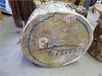 25" Indian drum painted rawhide