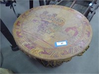 Mexican leather table - 27" dia x 24" tall