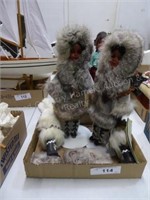 4 Eskimo Dolls (3 babies) - Inuit - Carlson Doll C