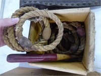 Vintage wood & rope toss game