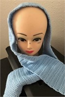 Blue crocheted scarf