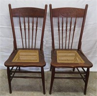 Chairs -2 - Pressed back- Caned set -slight wear-