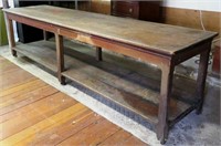 Work Table on casters- 6 legs w/lower shelf -