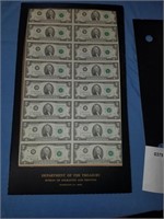 Rare? Uncut Sheet of 16 1976 $2 Dollar Notes