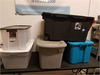 (5) Larger Plastic Storage Containers / Totes
