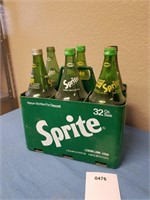 Vintage Sprite Crate W/(6) 32 OZ Bottles