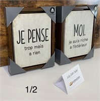 2 French Framed Wall Hangings (8" x 10")