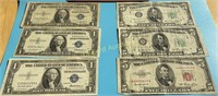 3-1935 Silver Cert , 2-1950 $5 Res Note, 1 1953 $5