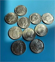 (10) 1967 40% Kennedy Halves, very high Grade lot