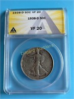 1938-D Walking Liberty Half  Semi-Key Date