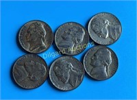 (6) Higher grade Silver War Nickels   Nice lot