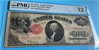 1917 $1 Legal Tender  Red Seal  PMG 12  Very nice