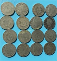 (16) Liberty Nickels 1883 with cents to 1912-D