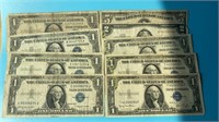 1953 $5 Note, 1953-C $2 Note, 4-Silver Certificate
