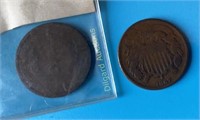 1864 & 1867  Two Cent Pieces