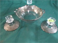 2 Silver Oval bay Candle Holder