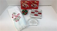 Christmas items including: hand towel, (2) sets
