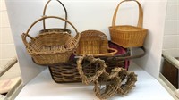 Large vintage basket with (5) smaller baskets