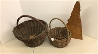 (2) baskets (1) piece of wood