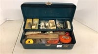 Great old fishing tackle box with lures &equipment