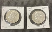 (2) 1963 Franklin Half Dollars