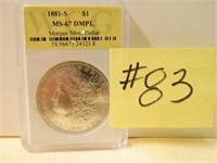 1881s Morgan Silver Dollar Cert. WCG MS67-DMPL
