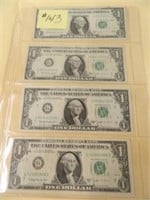 (4) 1963 Ser. $1 Federal Reserve Note "Joseph W.-