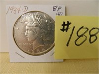 1934D Peace Silver Dollar EF-40