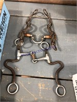 2 HORSE BITS--DOUBLE BROKEN W/ COPPER, TRAINING