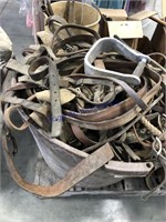 BROWN TUB--ASSORTED OLDER LEATHERS,