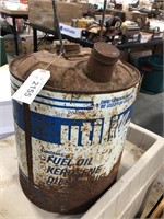 5-GALLON UTILITY CAN, RUSTED, HOLE IN BOTTOM