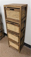 4 Basket Wooden Shelf, 9.5X12X38h