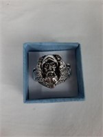 THE OLD BUSH MAN AND WOLVES  SILVER TONED RING