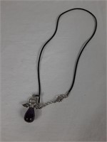 FINE 925 SILVER NATURAL AMETHYST ANGEL PENDANT ON
