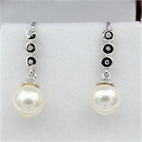 STERLING SILVER GENUINE SHELL PEARL & CZ