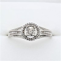 STERLING SILVER DIAMOND RING, 0.01CTS OF DIAMOND,